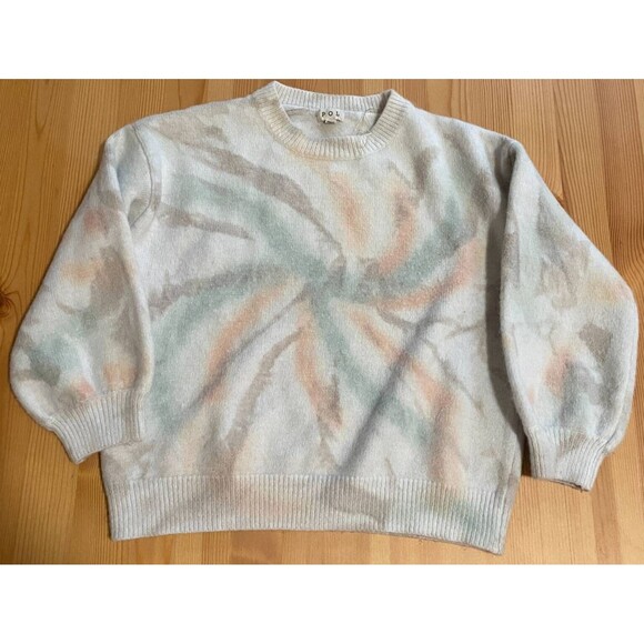POL Sweaters - Pol Oversized Pullover Sweater Womens S Pink Tie Dye Comfy Crew Neck Tight Knit